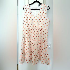 White and Orange Polka Dot Dress